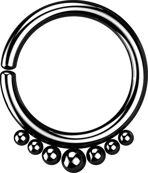 Produktbild Star Piercing Micro Piercing Ring schwarz sieben Kugeln (Chirurgenstahl 316L, ohne Messing)