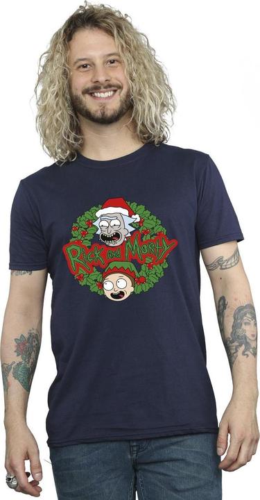 Actual product image Rick And Morty Mens Christmas Wreath T-Shirt (S)