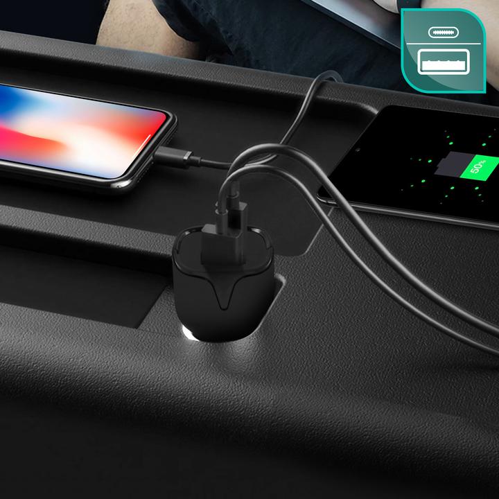 Productafbeelding Setty GSM043811 USB-C + USB autolader
