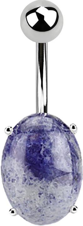 Immagine prodotto Star Piercing Banana in argento con pietra ovale di sodalite (Mnerale, senza ottone, Acciaio chirurgico 316L)