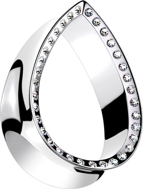 Immagine prodotto Star Piercing Goccia d'argento a tunnel svasata con cristallo d'argento (senza ottone, Acciaio chirurgico 316L)