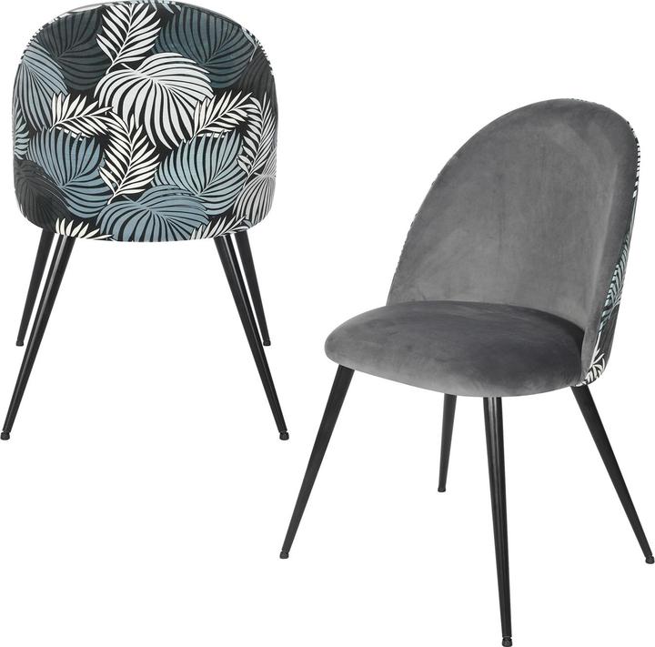 Produktbild HTI-Living Esszimmerstuhl 2er Set Tampa Leaf Grau