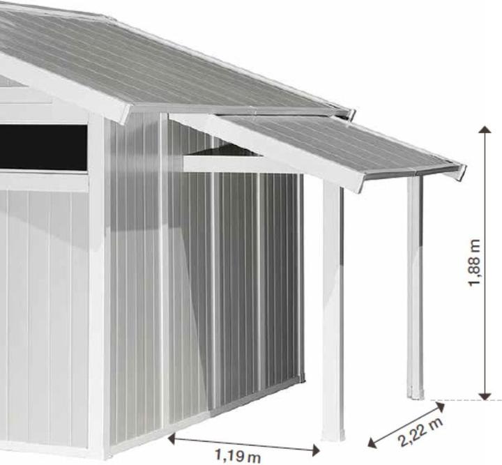 Actual product image Grosfillex canopy for plastic shed, 119 x 222 x 188 cm, grey-white