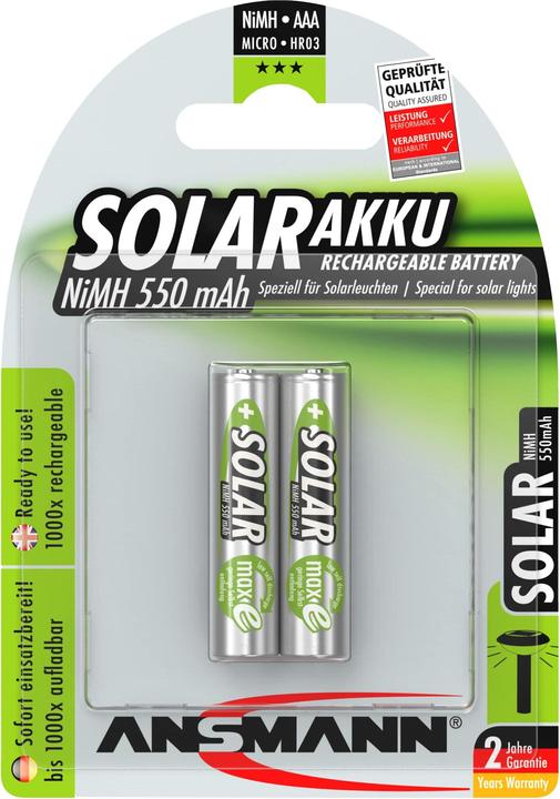 Actual product image Ansmann NiMH HR03 Sol (2 pcs., AAA, 550 mAh, Battery + charger)
