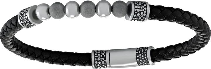 Produktbild Jourdan Schwarzes geflochtenes Lederarmband, Stahl (22 cm, Leder, Stahl)