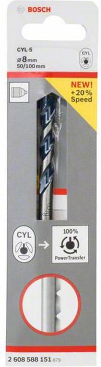 Actual product image Bosch Professional Zubehör Concrete drill CYL-5, Blue Granite, 8 x 50 x 100 mm (8 mm)