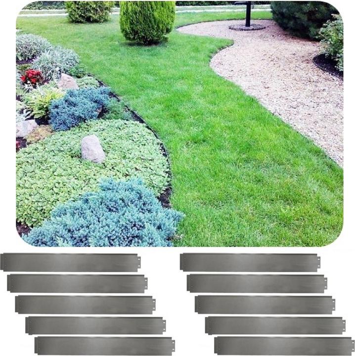 Produktbild Green Split 10Set Rasenkanten Metall Alu/Zink 18cm hoch, 10m lang (1000 cm)