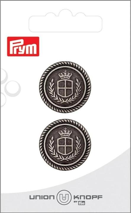Actual product image Prym Metal buttons 23 mm, 2 pieces, antique silver