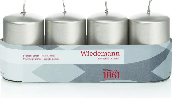Actual product image Wiedemann Candle Pillar Pack of 4 silver (4 pcs.)
