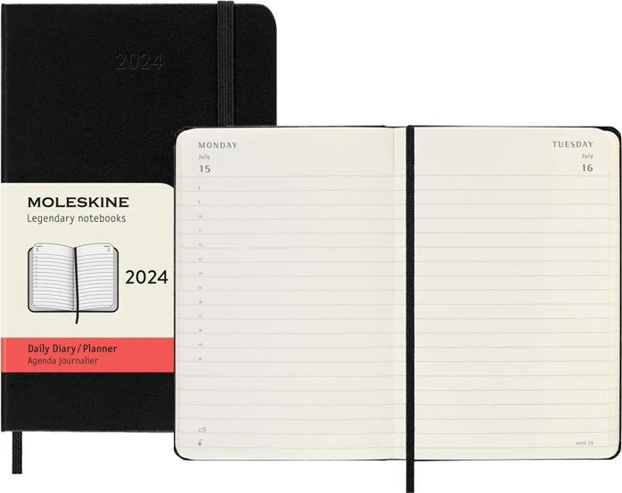 Produktbild Moleskine 12 Monate Tageskalender 2024, Pocket/A6, Schwarz (A6, Englisch)