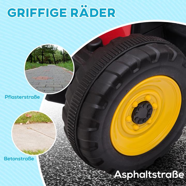 Actual product image Swisshandel24 Children's electric tractor with trailer, remote control, MP3, headlights, 3-6KM/H, red