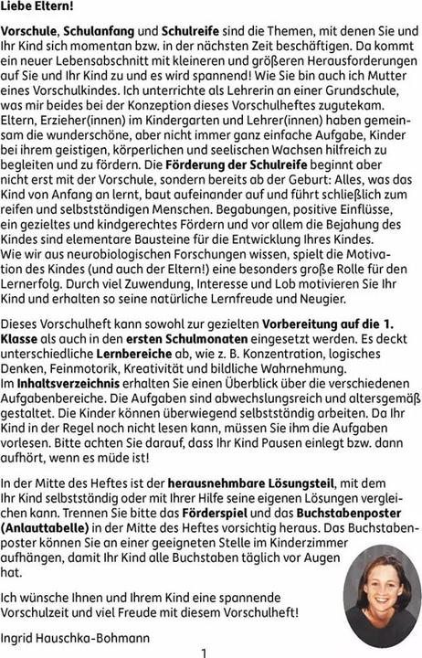 Produktbild Vorschule. Förderung der Schulreife (Deutsch, Ingrid Hauschka-Bohmann, Martina Knapp, 2022)