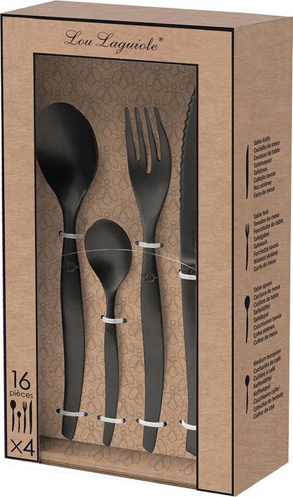 Produktbild Lou laguiole JET Besteckset 16-teilig PVD schwarz, satiniert, für 4 Personen (16 Stück, Besteck Set)