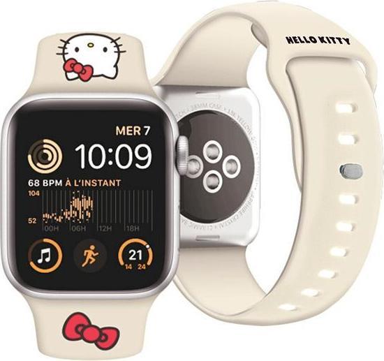 Produktbild Hello Kitty Pasek HKAWMSCHBLE Apple Watch 38/40/41mm beżowy/beige strap Silicone Kitty Head (Silikon, Stahl)