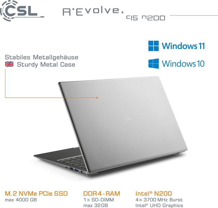 Actual product image CSL Notebook R'Evolve C15 v3 16GB 500GB Windows 11 Home (15.60", 16 GB, 500 GB, DE)