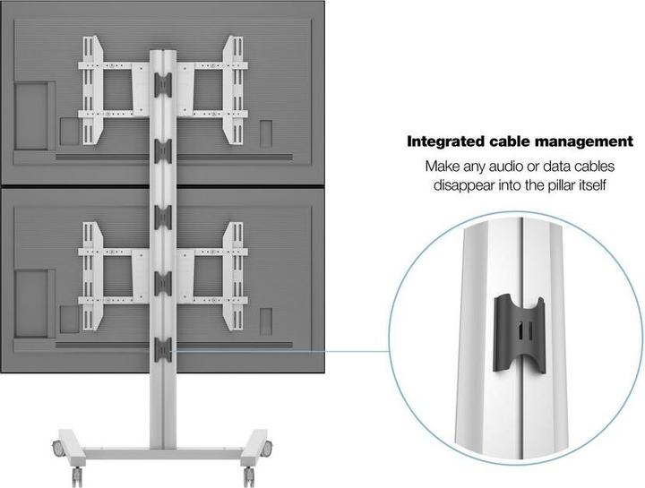 Immagine prodotto Multibrackets Supporto TV verticale doppio, - 55", metallo, argento (55", 60 kg)