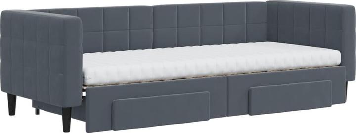 Produktbild VidaXL Tagesbett Ausziehbar Schubladen Schlafsofa Bett Dunkelgrau 80x200 cm Samt (2-Sitzer)