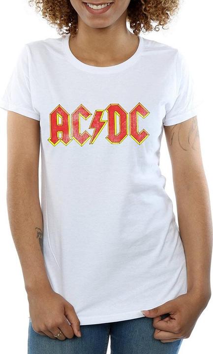 AC/DC Womens/Ladies Distressed Logo Cotton T-Shirt