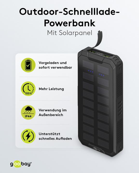 Immagine prodotto Goobay QC/PD Solare (20000 mAh, 18 W, 74 Wh)