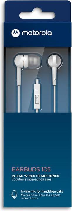 Actual product image Motorola Earphone EARBUDS 105 WHT (No noise cancelling, Cable)
