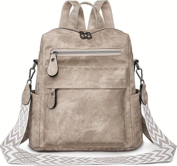 Immagine prodotto Only-Bags.Store Zaino in pelle PU in stile vintage con cinghie bohémien, grande capacità, multifunzionale