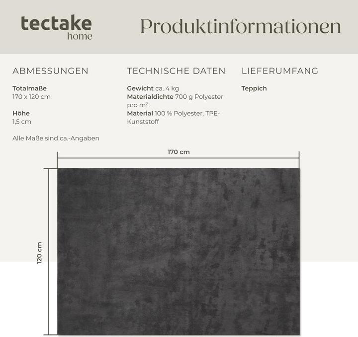 Produktbild tectake Kurzflorteppich Soft Zone (120 x 170 cm)