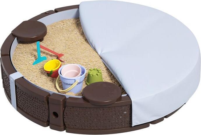 Produktbild Swisshandel24 Sandkasten, Runde Sandkiste für bis zu 3 Kinder, mit 3 Sitzen, Dunkelblau
