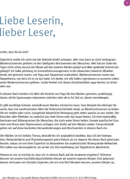 Immagine prodotto Das grosse Rücken-Yoga-Buch (Tedesco, Patricia Römpke, Jutta Pietsch, 2024)