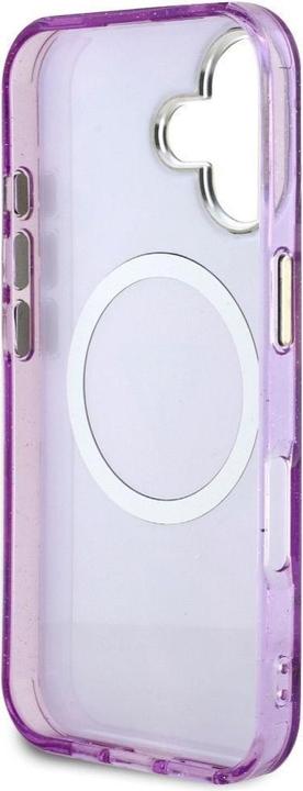 Immagine prodotto Guess Glitter Flowers Triangle Buttons MagSafe Case for iPhone 16 Purple (Apple iPhone 16)