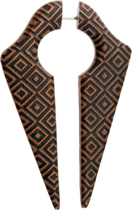 Produktbild Star Piercing Fake Ohrgewicht Schlüsselloch Sumatra Batik aus Sawo Holz
