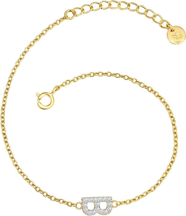 Glanzstücke München Damen Buchstabe B Sterling Silber Zirkonia Gelbgold 17,0 cm Basislänge + 3,0 cm Verlängerung - 32090 (17 cm, Sterling Silber)