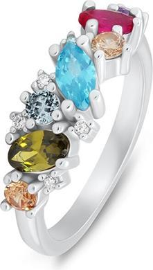 Brilio Silver - Distinctive silver ring with colored zircons RI099W - Circuit: 52 mm (52)