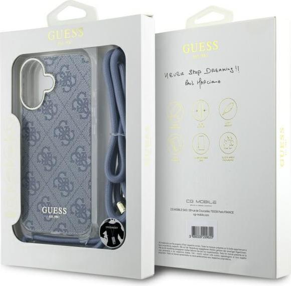 Image du produit Guess GUHCP16SHC4SEB iPhone 16 6.1" niebieski/blue hardcase Cord 4G Print