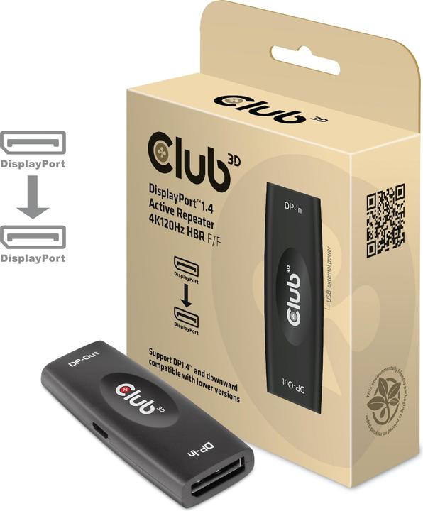 Produktbild Club 3D DisplayPort 1.4 Active Repeater (USB 2.0, 2.50 cm)