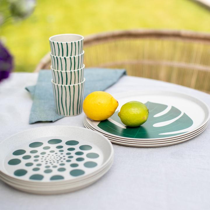 Actual product image Koziol Dinner Plate Connect Monstera 4 pieces,Beige/Green (4 x, 25.50 cm)