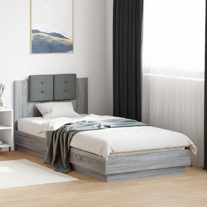 Produktbild VidaXL Bettgestell mit Kopfteil und LED-Leuchten (90 x 200 cm)