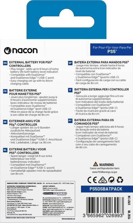 Image du produit Nacon Gaming Batterie externe (PS5)