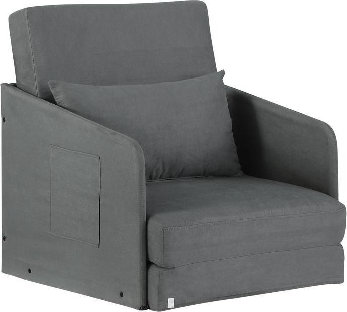 Image du produit Swisshandel24 Canapé-lit Canapé-lit simple Housse lavable 2 poches latérales Coussins Métal Gris 70 x 76 x 77 cm