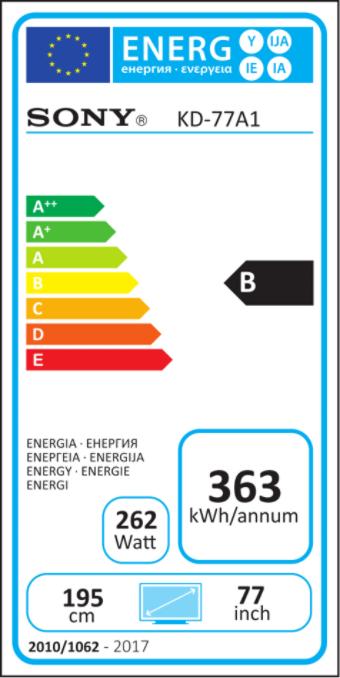Energie-Label Sony Kd-77a1 (77", OLED, 4K, 2017)