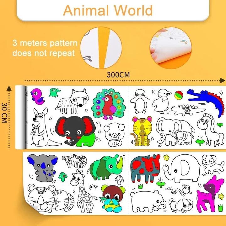 Image du produit Activity Board Rouleau de dessin pour enfants, papier collant de remplissage de peinture pour graffiti, rouleau de