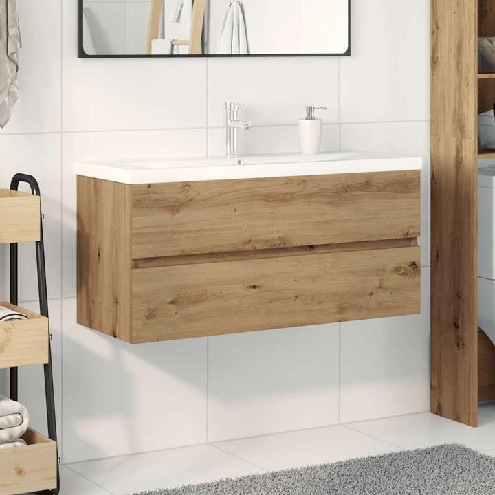 Produktbild VidaXL Waschbeckenunterschrank mit Einbaubecken und Wasserhahn Bad Waschtisch