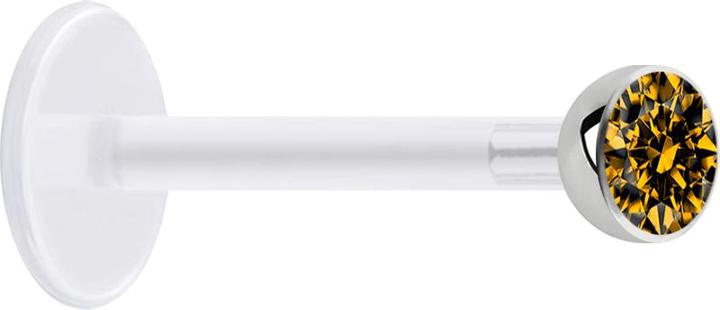 Produktbild Star Piercing Micro Labret transparent mit Kugel und Kristall gelb (Chirurgenstahl 316L, ohne Messing, Bioflex)