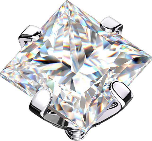 Immagine prodotto Star Piercing Dermal Anchor argento quadrato cristallo argento set (Acciaio chirurgico 316L)