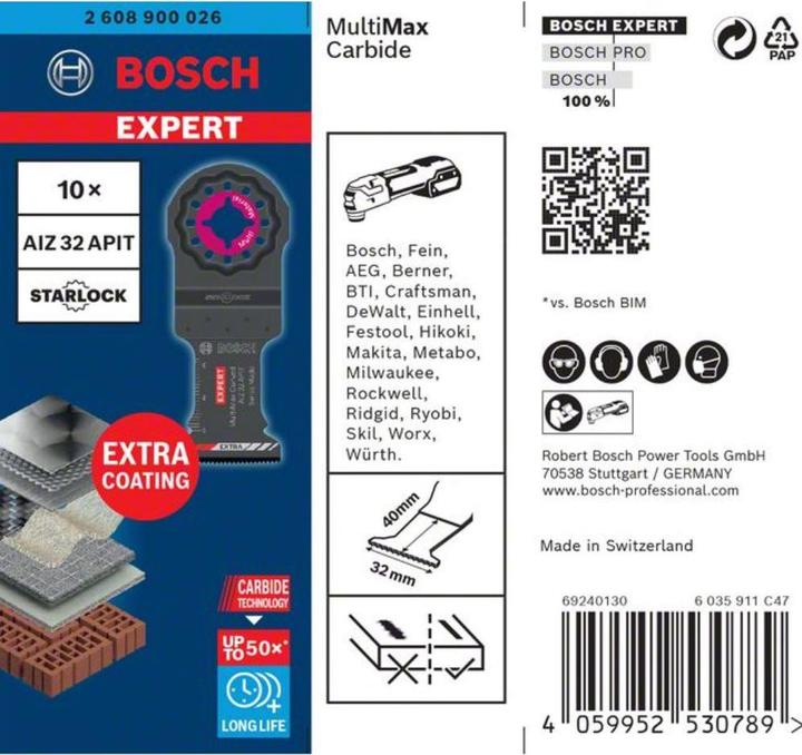 Produktbild Bosch Professional Zubehör EXPERT MultiMax AIZ 32 APIT Blatt für Multifunktionswerkzeuge, 32 mm, 10 Stück