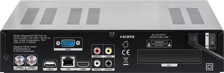 Produktbild Megasat HD 935 Twin V3 Schwarz (DVB-S, DVB-S2, Festplatte)