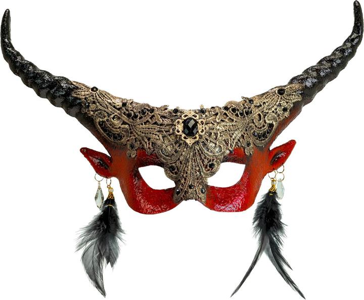 Image du produit Widmann Commedia Dell'Arte Masque Diable rouge avec cornes