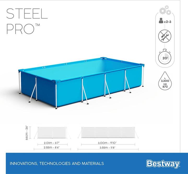 Produktbild Bestway Swimming Pool Steel Pro rechteckig (300 x 201 x 66 cm)