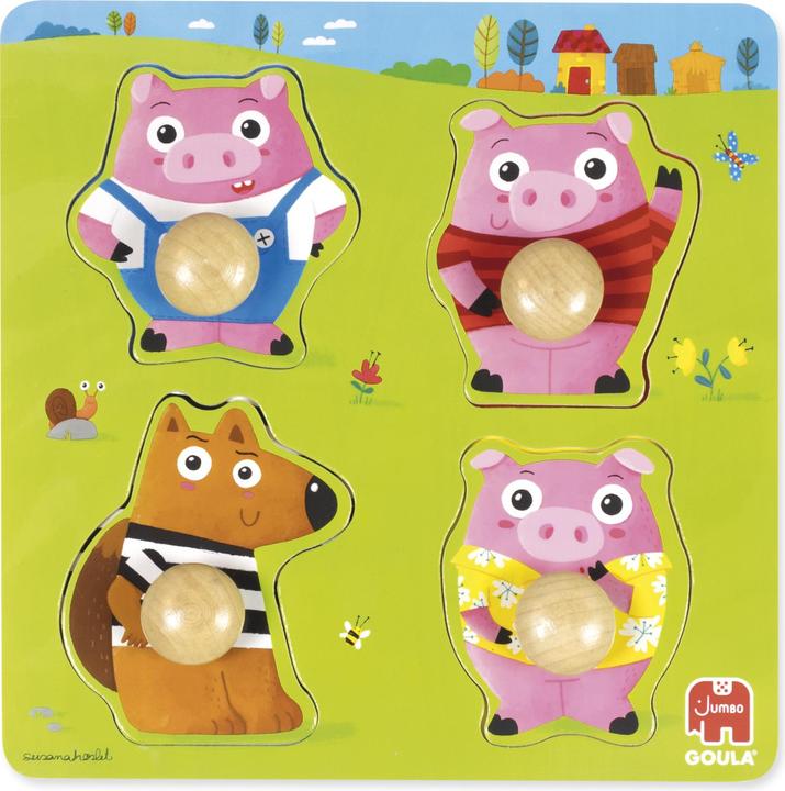 Produktbild Goula Kinder Puzzle aus Holz Three Little Pigs (4 Teile)