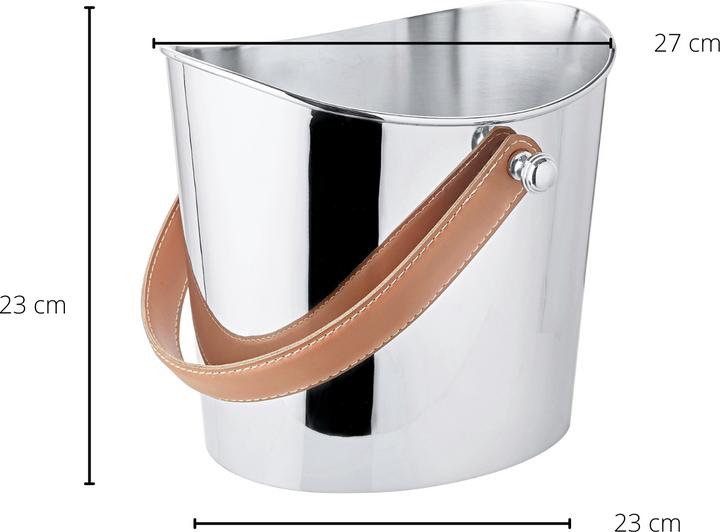 Actual product image Edzard Gilbert stainless steel ice bucket & wine cooler with leather handle 28 x 21 cm