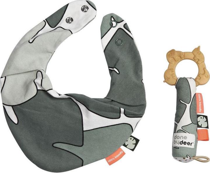 Immagine prodotto Done by Deer Set regalo bavaglino e anello per la dentizione Tiny Tropics